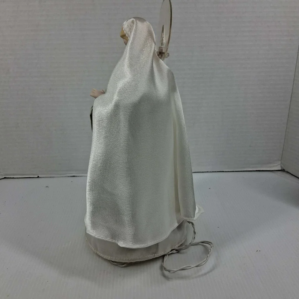 Vintage Porcelain Lighted Virgin Mary Baby Jesus Christmas Tree Topper 11.5in